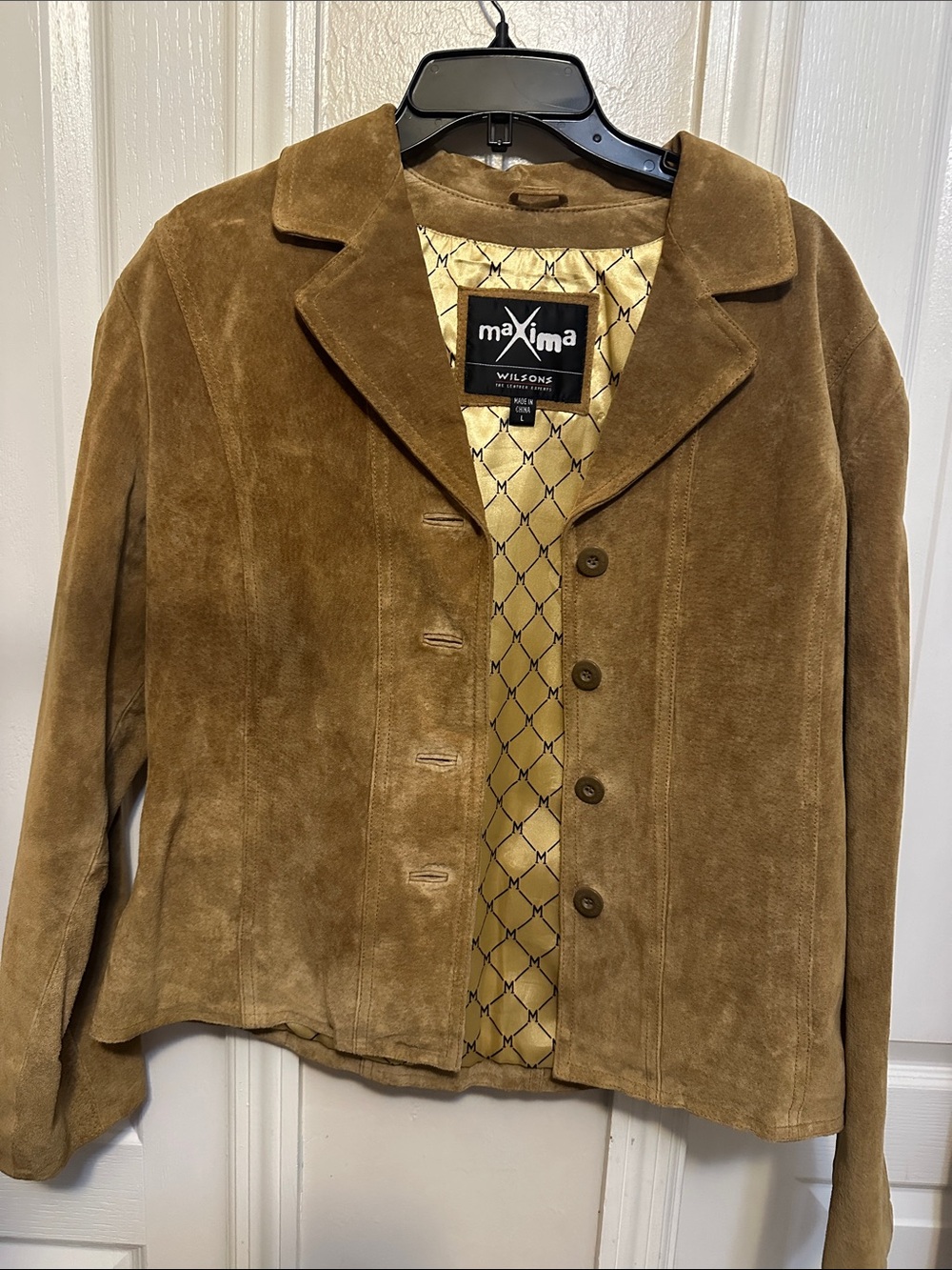 Maxima Tan Suede Button-Front Jacket